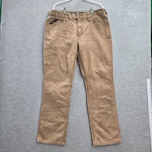 Ariat Men Pants 35/32 Khaki Rebar M4 Cargo Logo Cotton Spandex Outdoor